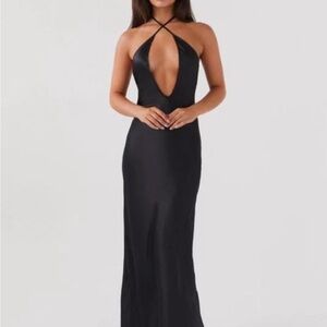 NWT Peppermayo Black Plunge Maxi Dress
